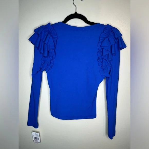 AVEC LES FILLES | RIB KNIT RUFFLE TOP - Picture 3 of 11